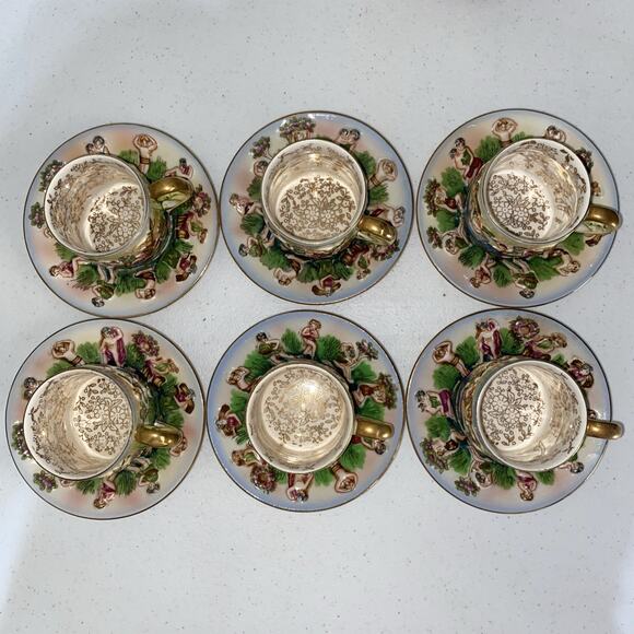 VTG SGK China Demitasse Teapot Teacup Saucer Complete Set For 6 Occupied Japan - Picture 6 of 9